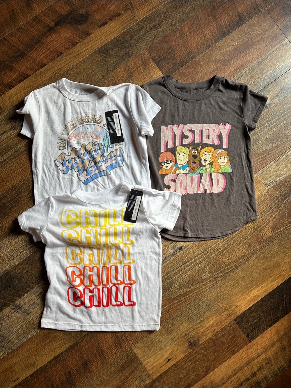Chaser Kids Short Sleeve Tee Set - Brown & White with Multicolor Prints